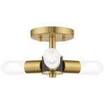 Livex Lighting - Livex Lighting 51137-12 Copenhagen - Three Light Flush Mount - Exposed bulb sockets are fixed over black with bruCopenhagen Three Lig Satin Brass *UL Approved: YES Energy Star Qualified: n/a ADA Certified: n/a  *Number of Lights: Lamp: 3-*Wattage:60w Medium Base bulb(s) *Bulb Included:No *Bulb Type:Medium Base *Finish Type:Satin Brass