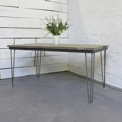 Corinne Recycled Scaffolding Board Dining Table with Hairpin Legs - Dining Tables