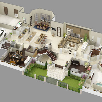Contemporary Luxury European House Plan 9643