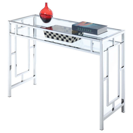 Town Square Chrome Desk With Shelf