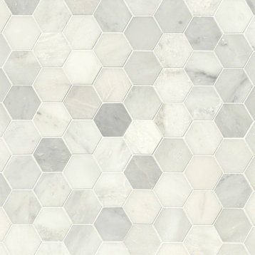 Greecian White 3 Hexagon Polished Marble Pattern Marble