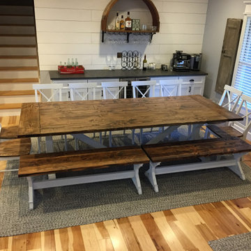 Burnt Meadow X Base Trestle Table Dining Set