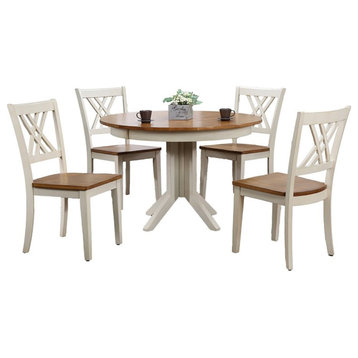 Iconic Furniture Company 5-Pc Double X-Back Wood Dining Set in Caramel/Biscotti