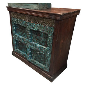 Mogul Interior - Vintage sideboard Traditional Hand Carved Wooden Storage Cabinate - Media Cabinets