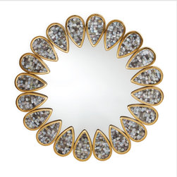 Jonathan Adler - Petal Mirror, Polished Brass, Pearl, Gray - Wall Mirrors