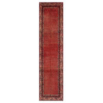 Bareens Designer Rugs - Antique 1920s Persian Mer-Saraband Handmade Runner - Beautiful trial hand knotted vintage antique Merasaraband runner made in Iran in 1920, is a breathtaking addition to any d�cor. Made with soft vegetable dyed wool pile in an intricate geometrical design, this runner features a unique border with a beautiful color pallet.