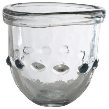Organically Shaped Embossed Glass Votive Holder, Clear