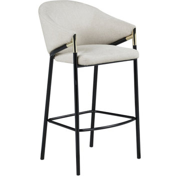 Coaster Fabric Bar Stools with Sloped Arm in Beige