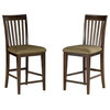 Mission Curved Back Pub Chairs, Antique Walnut, Cappuccino Cushion, Set of 2