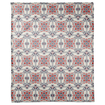 Red White and Blue Medallion Pattern 50 x 60 Coral Fleece Blanket