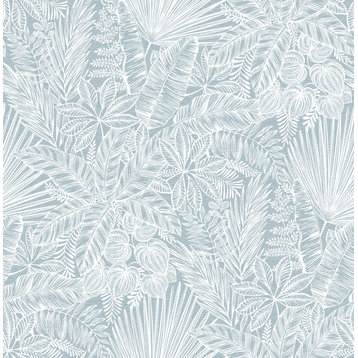 Vita Blue Botanical Wallpaper Sample