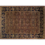 Bareens Designer Rugs - Turkish Knotted Istanbul Faith Brown/Blue Wool Rug - 9'10'' x 13'10'' - Designed with a mesmerizing intricate traditional motif this glorious hand knotted rug is a masterpiece that will fill any space with sophistication and grace. An exhilarating color pallet with an elaborate design, this masterpiece features luxurious hand spun wool with all vegetable dyes to add comfort and style to your decor. The design, color and beautiful chromatic composition with a sheen in traditional and transitional designs, exude beauty, elegance and quality make this rug a masterpiece of its own.