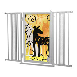 Fusion Gates - Fusion Gate with Limited Edition Dream Dog Design, Satin Nickel, 36"-52" - Dog Gates