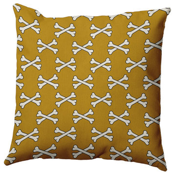 16"x16" Cross Bones Decorative Throw Pillow, Autumn Gold