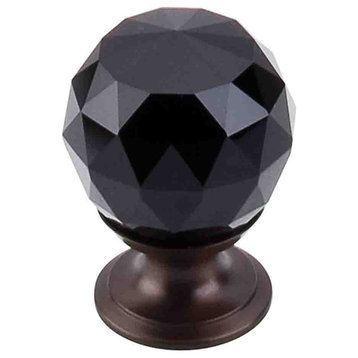Top Knobs  -  Black Crystal Knob 1 1/8" w/ Oil Rubbed Bronze Base