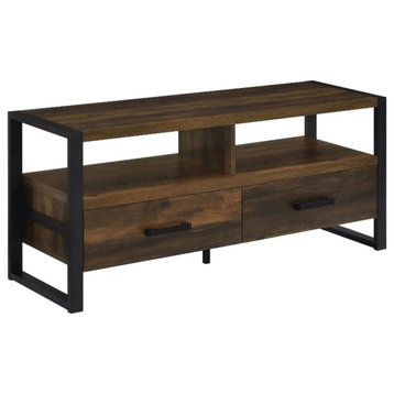 Pemberly Row 3-drawer Farmhouse Wood TV Stand with Shelving Pine and Black