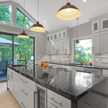 Absolute Black Kitchen with Waterfall Edge