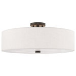 Livex Lighting - Livex Lighting English Bronze 5-Light Ceiling Mount - Add style to any room with this elegant semi flush mount. The design features a beautiful hand crafted oatmeal fabric hardback drum shade in a stylish English bronze.