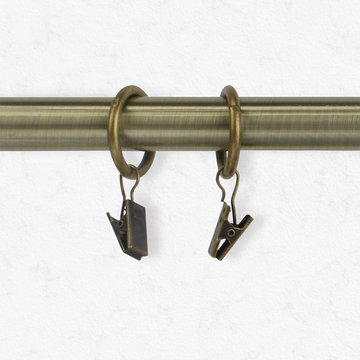 Essential Antique Brass Clip Rings (100% Steel) - Drapery Hardware & Accessories