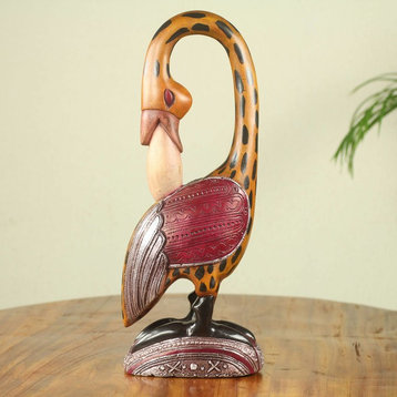 Spotted Sankofa African Wood Carving