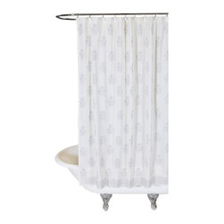 Pom Pom at Home - Shower Curtain, Bahaar, White and Silver - Shower Curtains