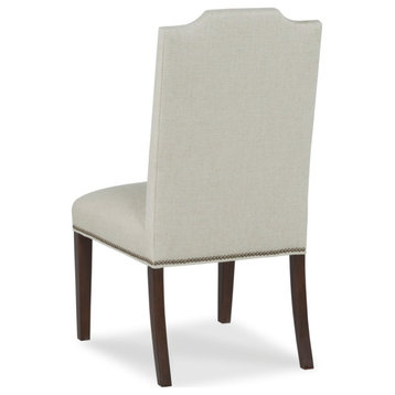 Lucy Side Chair, 9508 Hazelnut Fabric, Finish: Tobacco, Trim: Bright Brass