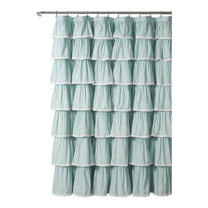 Periwinkle Blue Ballpoint Pen Lace Doodle Shower Curtain
