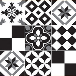 Home Decor Line - Black and White Azulejos Peel and Stick Backsplash - Wall Decals