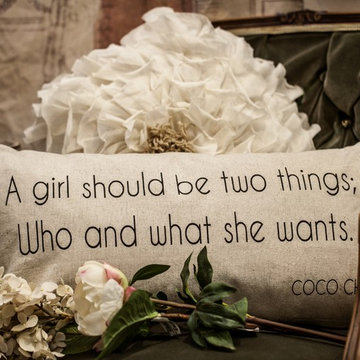 pillows with words, coco chanel quotes, graduation gifts, teen girls room,colleg