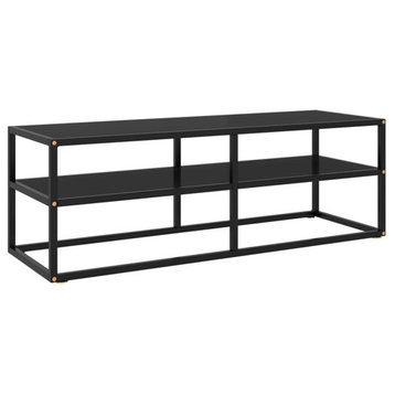vidaXL TV Stand TV Console Wall-mounted Sideboard with Tempered Glass Black