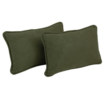 20"X12" Double-Corded Microsuede Back Support Pillows Set of 2, Hunter Green