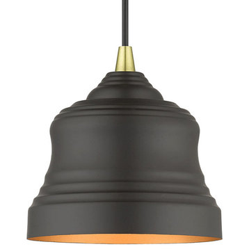 Livex Lighting 55901 Endicott 7"W Mini Pendant - Bronze / Antique Brass