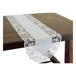 Xia Home Fashions - Somerset Embroidered Cutwork Floral Table Runner, 15"x72" - Table Runners