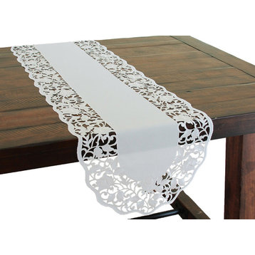 Somerset Embroidered Cutwork Floral Table Runner, 15"x54"