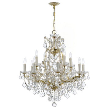 Maria Theresa 13-Light 27" Traditional Chandelier in Gold with Clear Hand Cut