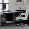 Kennedy Executive Desk with Powder Chrome Accents, Right Return