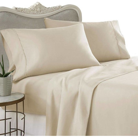 Beige Twin 3-Piece Bed Sheet Set