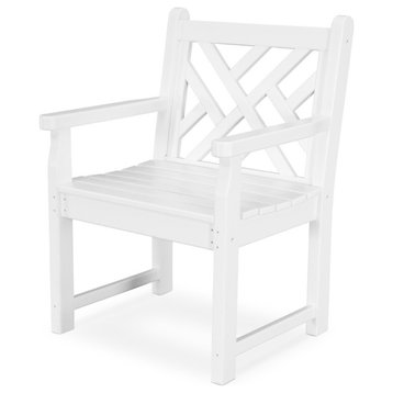 Polywood Chippendale Garden Arm Chair, White