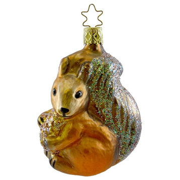 Inge Glas SQUIRRELLY SNACK Blown Glass Ornament Squirrel Nut Forest 145501