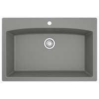 Karran Drop-In Quartz 33" 1-Hole Single Bowl Kitchen Sink, Grey
