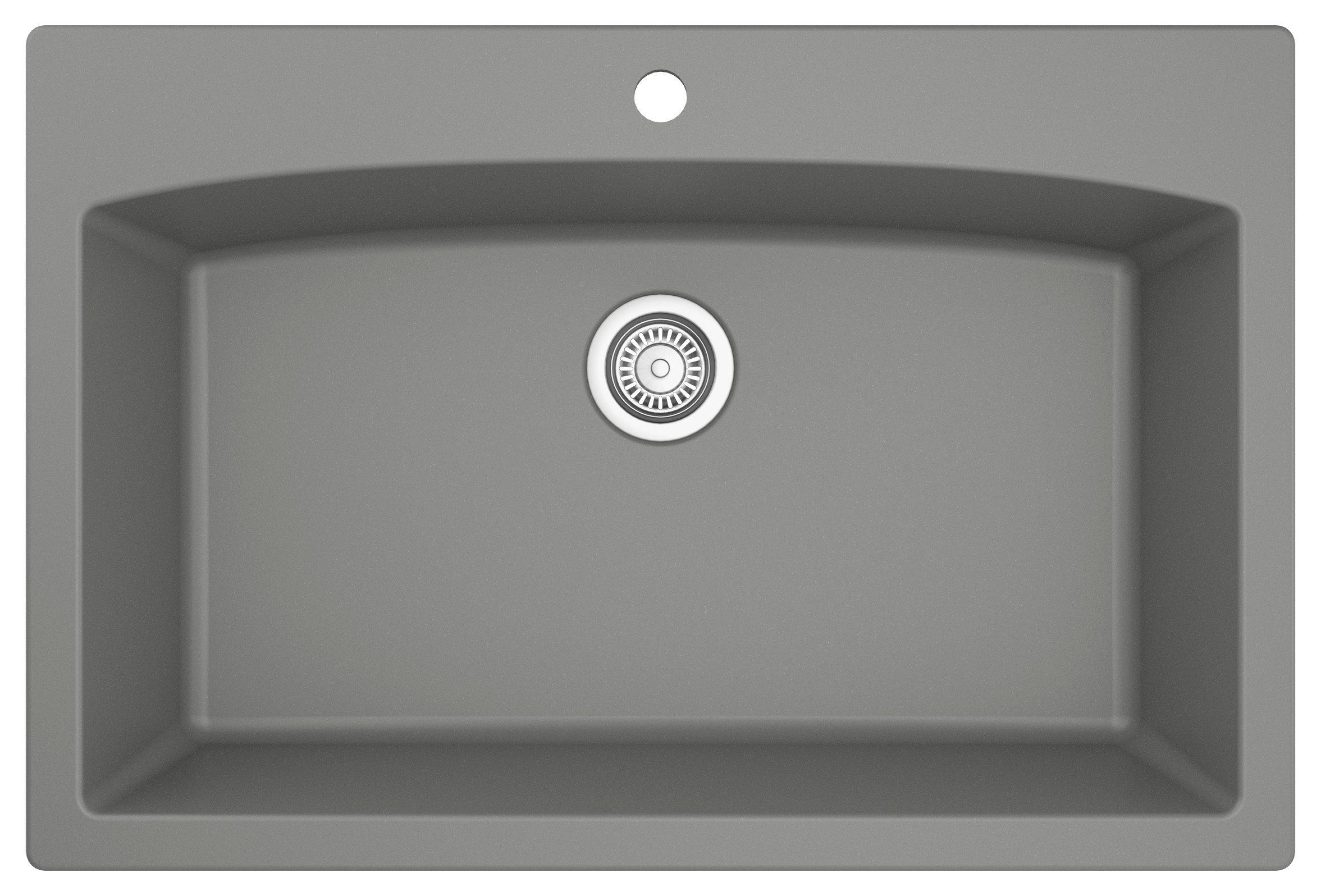 Karran Drop-In Quartz 33" 1-Hole Single Bowl Kitchen Sink, Grey
