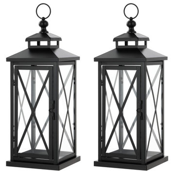 Safavieh Lirio Outdoor Lantern Set of 2 Black/Clear