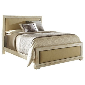 Progressive Furniture Willow Upholstered Queen Bed in Distressed White