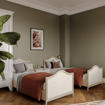 Olive Green Twin Bedroom | Contemporary Classic Home