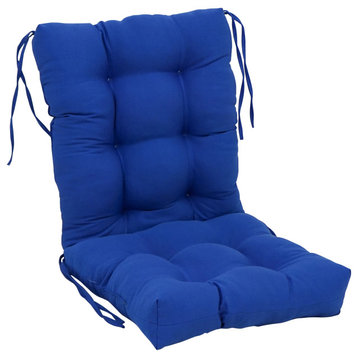 18"x38" Solid Twill Tufted Chair Cushion, Royal Blue