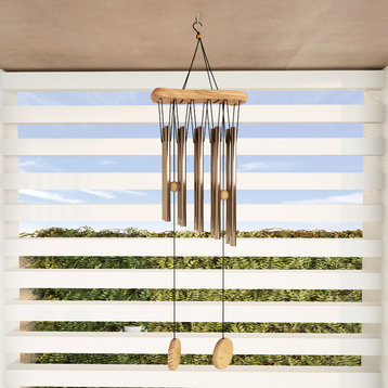 Metal and Wood Wind Chime- 34.5" Bronze Finish by Pure Garden
