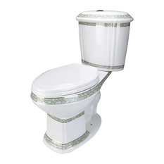 India Reserve Elongated Toilet White Green 2-Pc Dual Flush with Slow Close Seat