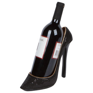 8 X7 H High Heel Wine Bottle Holder Rack Zebra Eclectic 8 5 X7 H High Heel Wine Bottle Holder Black Sequin