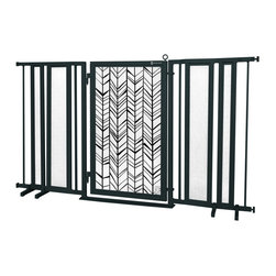 Fusion Gates - Fusion Gate with Chevron Trail Design, Black, 65"-71.4" - Dog Gates