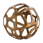 Ennis Antique Brass Web Sphere Sculpture Decor Object, 10"